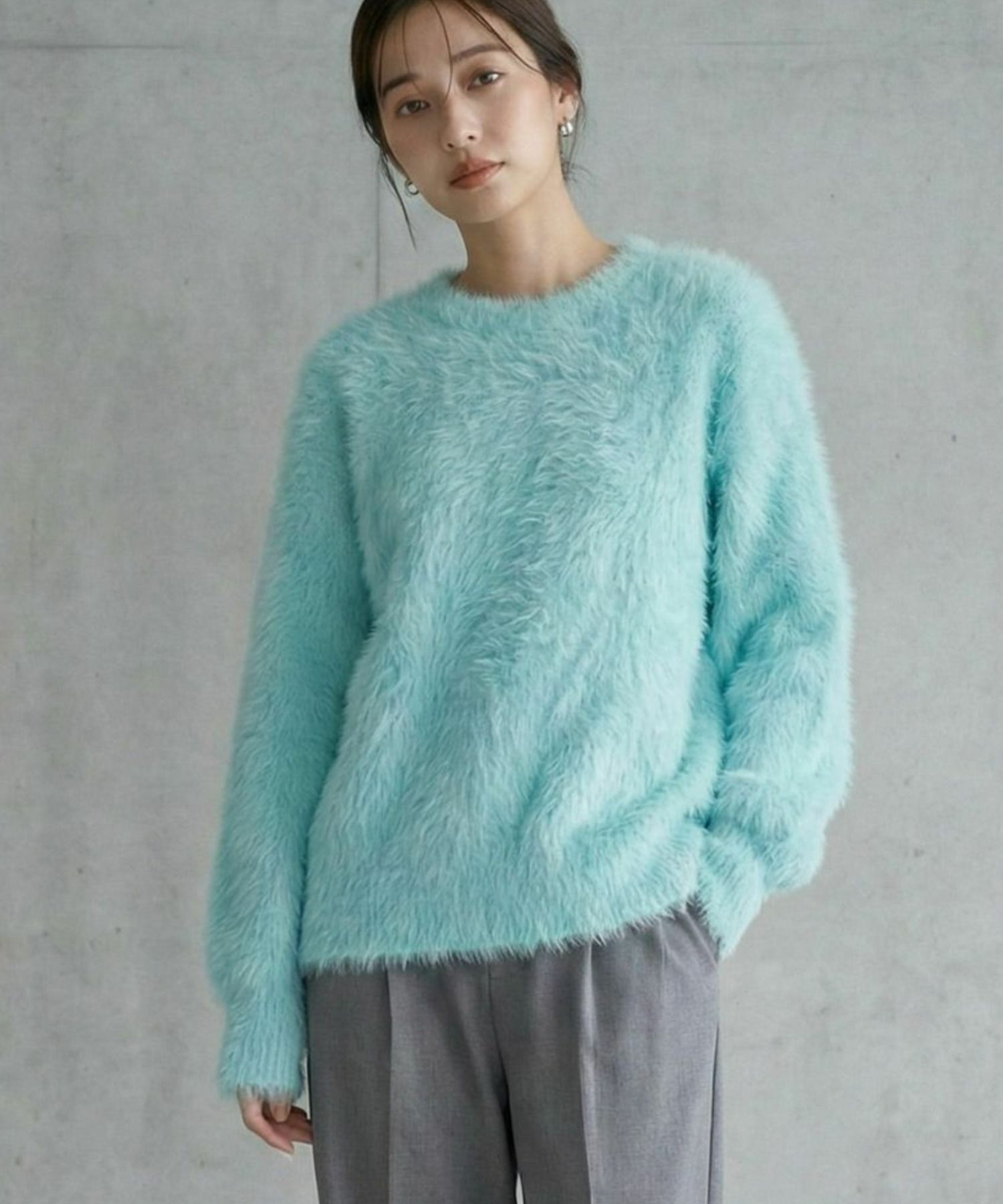 Free Nature シャギークルーネックニット レディース