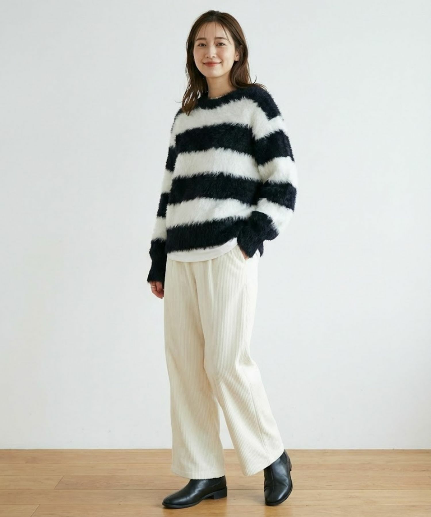 Free Nature シャギークルーネックニット レディース