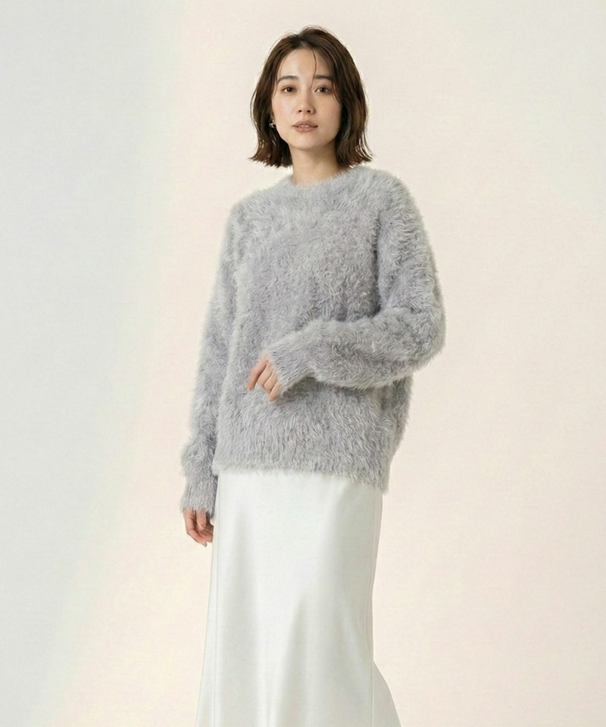 Free Nature シャギークルーネックニット レディース