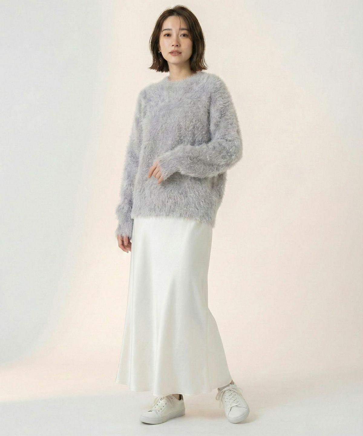 Free Nature シャギークルーネックニット レディース