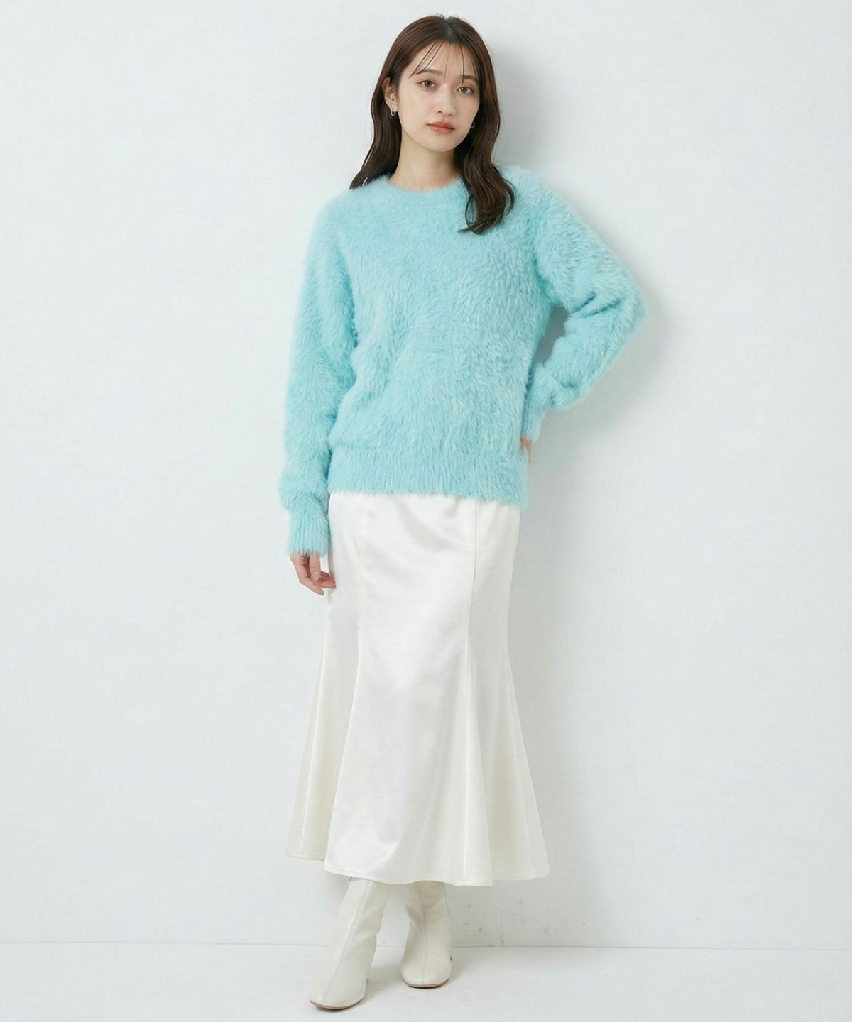 Free Nature シャギークルーネックニット レディース