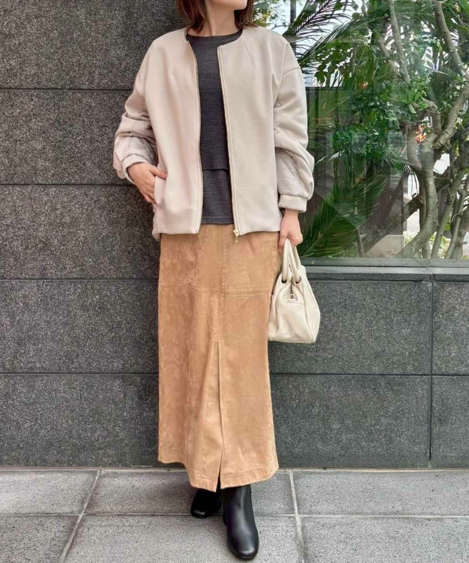  le.coeur blanc ダンボール×キルトノーカラーコクーンブルゾン レディース