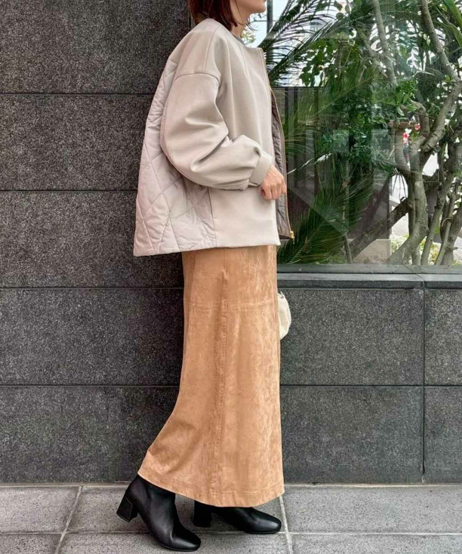  le.coeur blanc ダンボール×キルトノーカラーコクーンブルゾン レディース