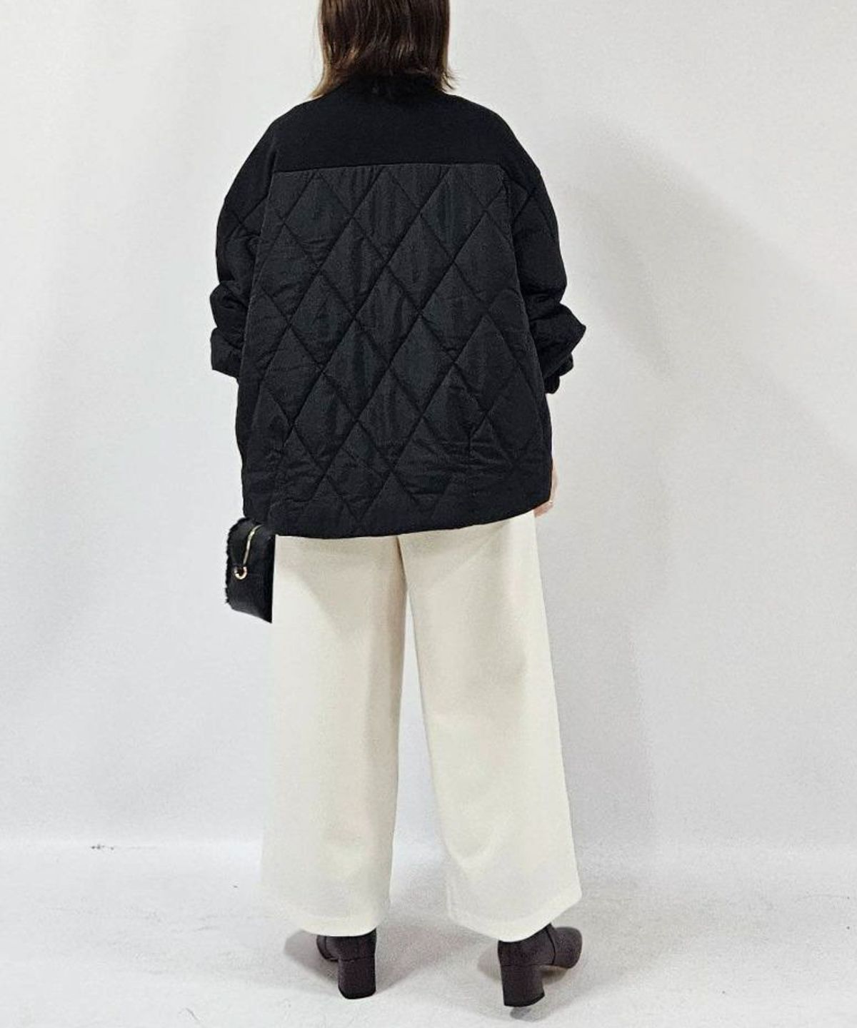  le.coeur blanc ダンボール×キルトノーカラーコクーンブルゾン レディース