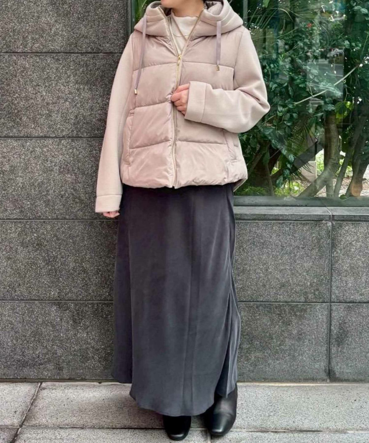 le.coeur blanc カットボンディング×スムースタフタショートブルゾン レディース