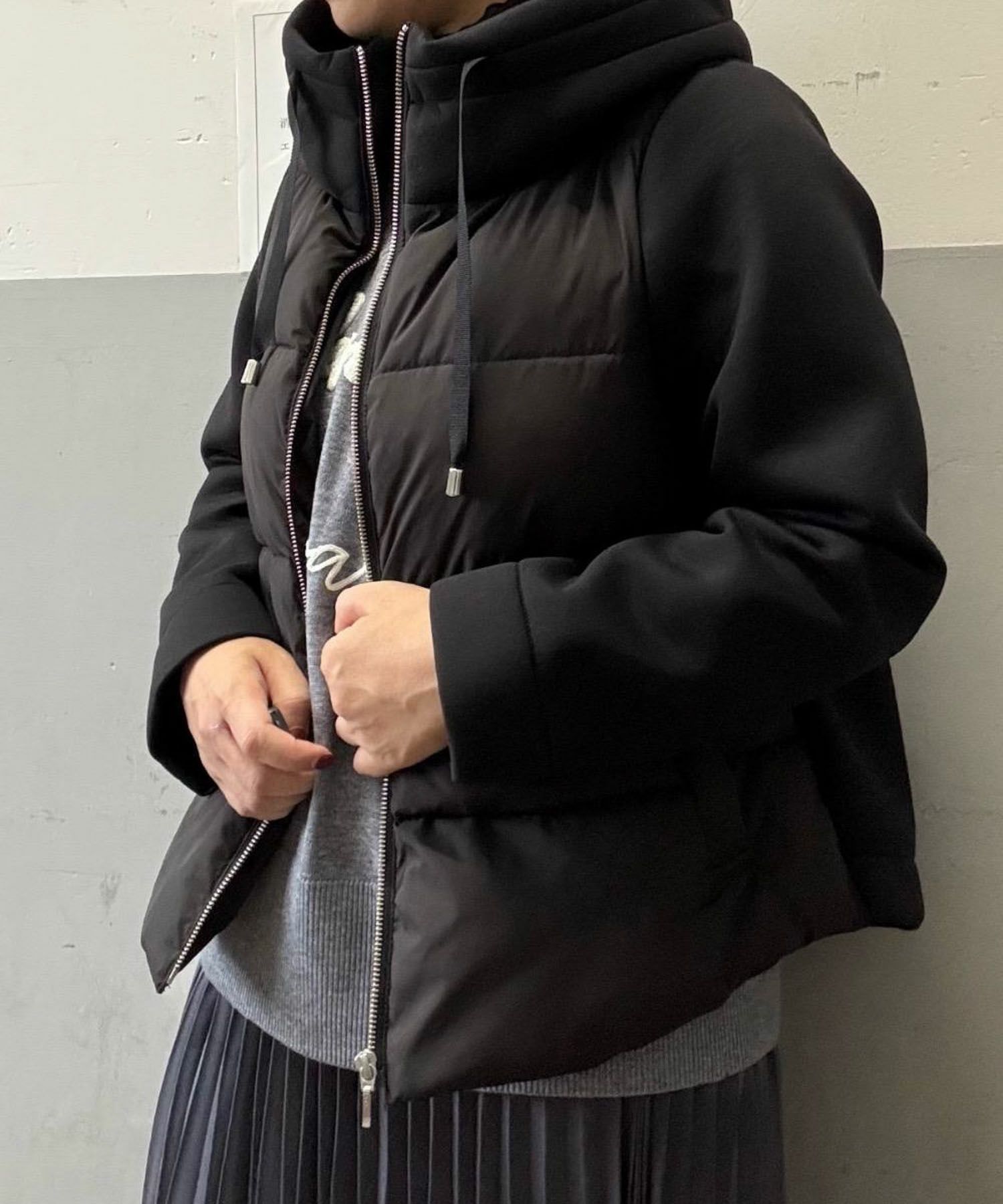 le.coeur blanc カットボンディング×スムースタフタショートブルゾン レディース