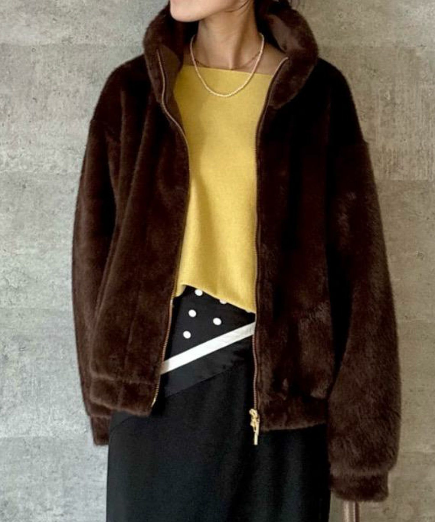 le.coeur blanc  ミンクタッチスタンドカラーファーブルゾン レディース商品サムネイル-6