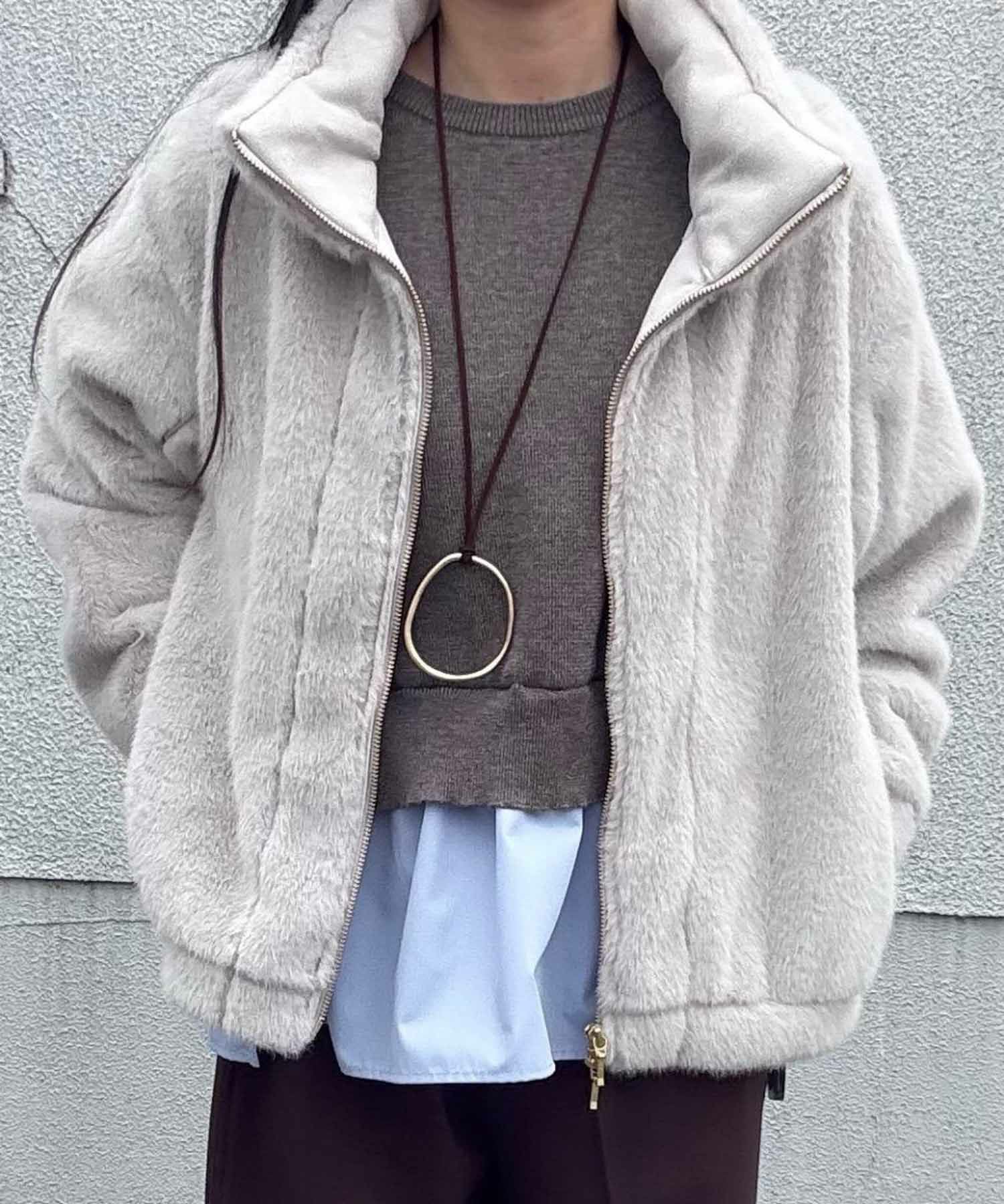 le.coeur blanc ミンクタッチスタンドカラーファーブルゾン レディース