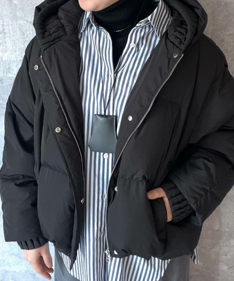 le.coeur blanc  プリーツレイヤードフードショートダウンコート レディース商品画像-4