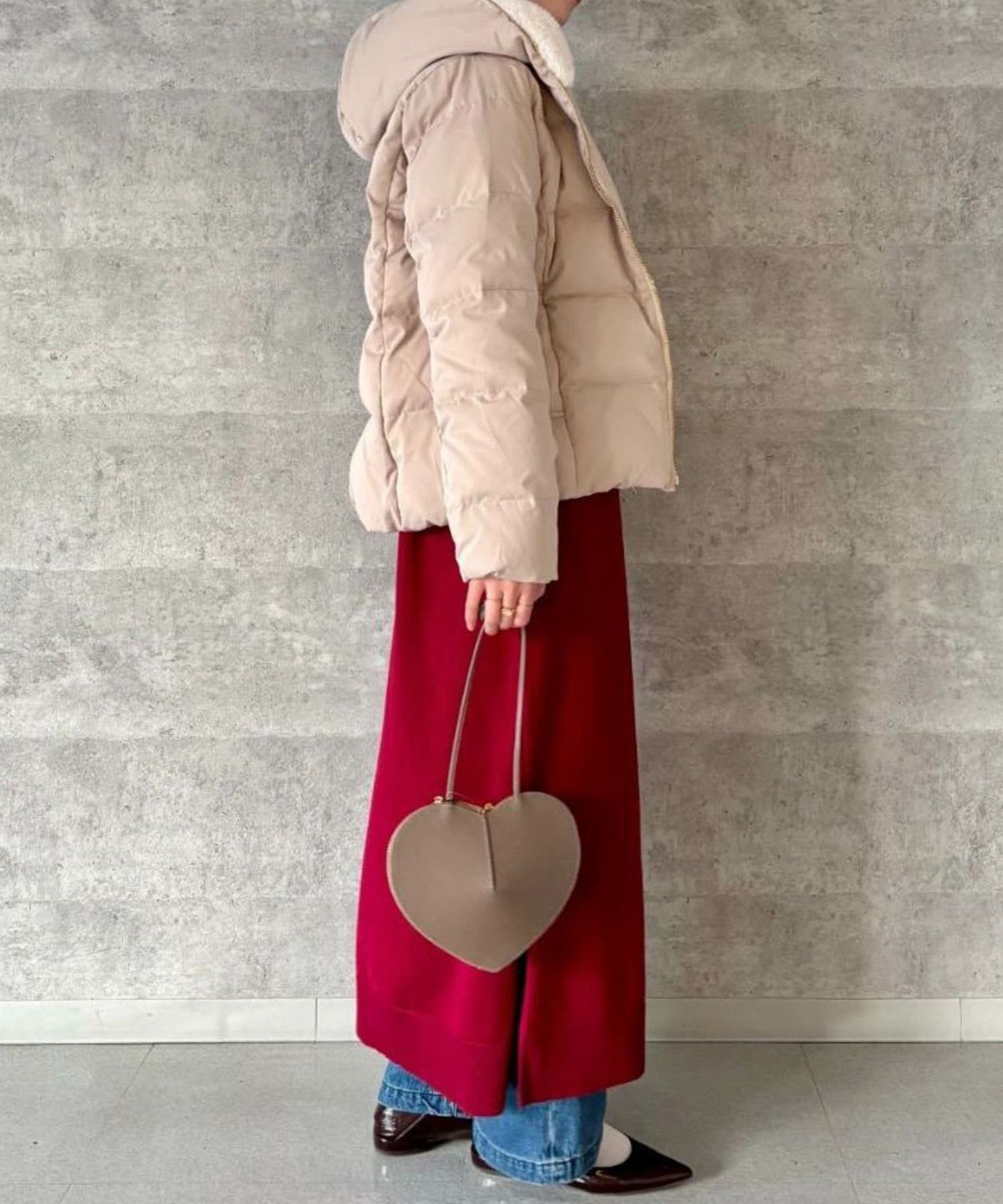 le.coeur blanc ファーフードショートダウンコート レディース