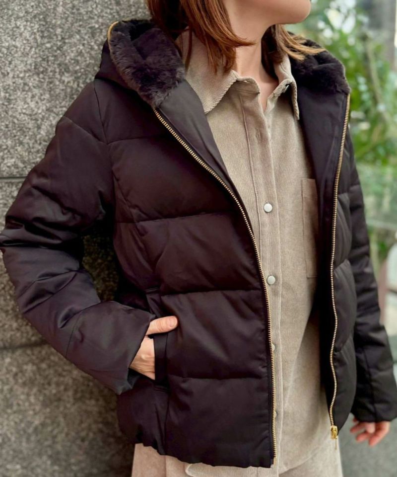 le.coeur blanc  ファーフードショートダウンコート レディース商品画像-9