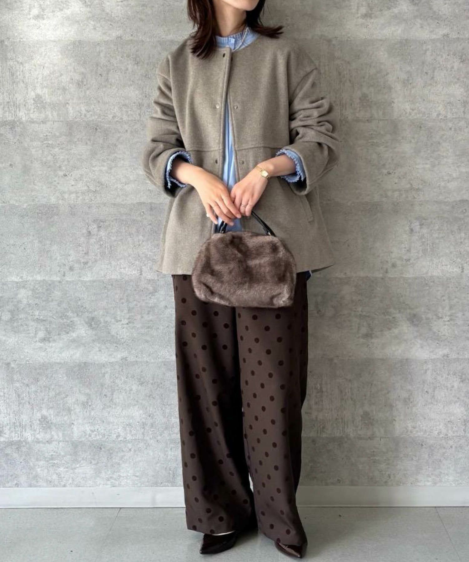 [期間限定価格]le.coeur blanc  ニットビーバーノーカラーミドルコート レディース商品サムネイル-1