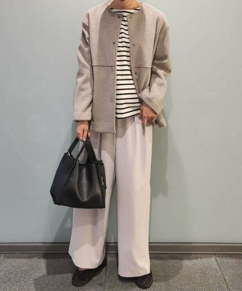 [期間限定価格]le.coeur blanc  ニットビーバーノーカラーミドルコート レディース商品画像-3