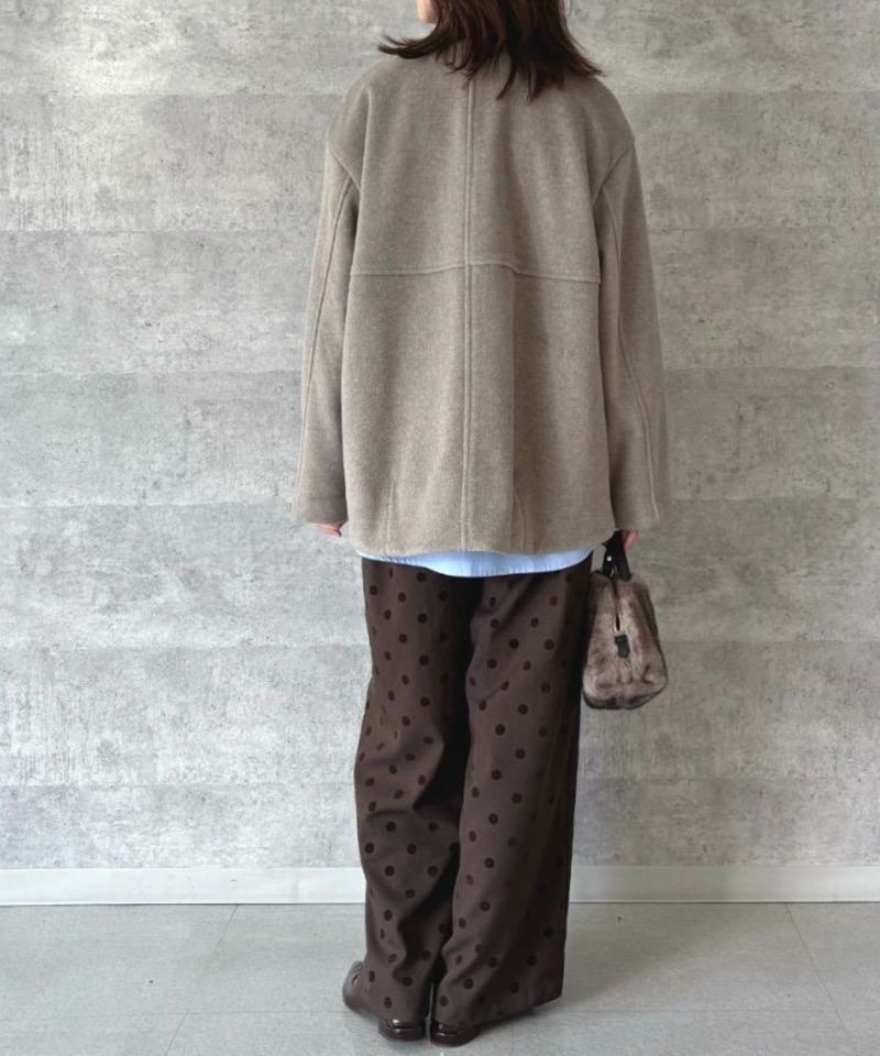 le.coeur blanc ニットビーバーノーカラーミドルコート レディース商品画像-5