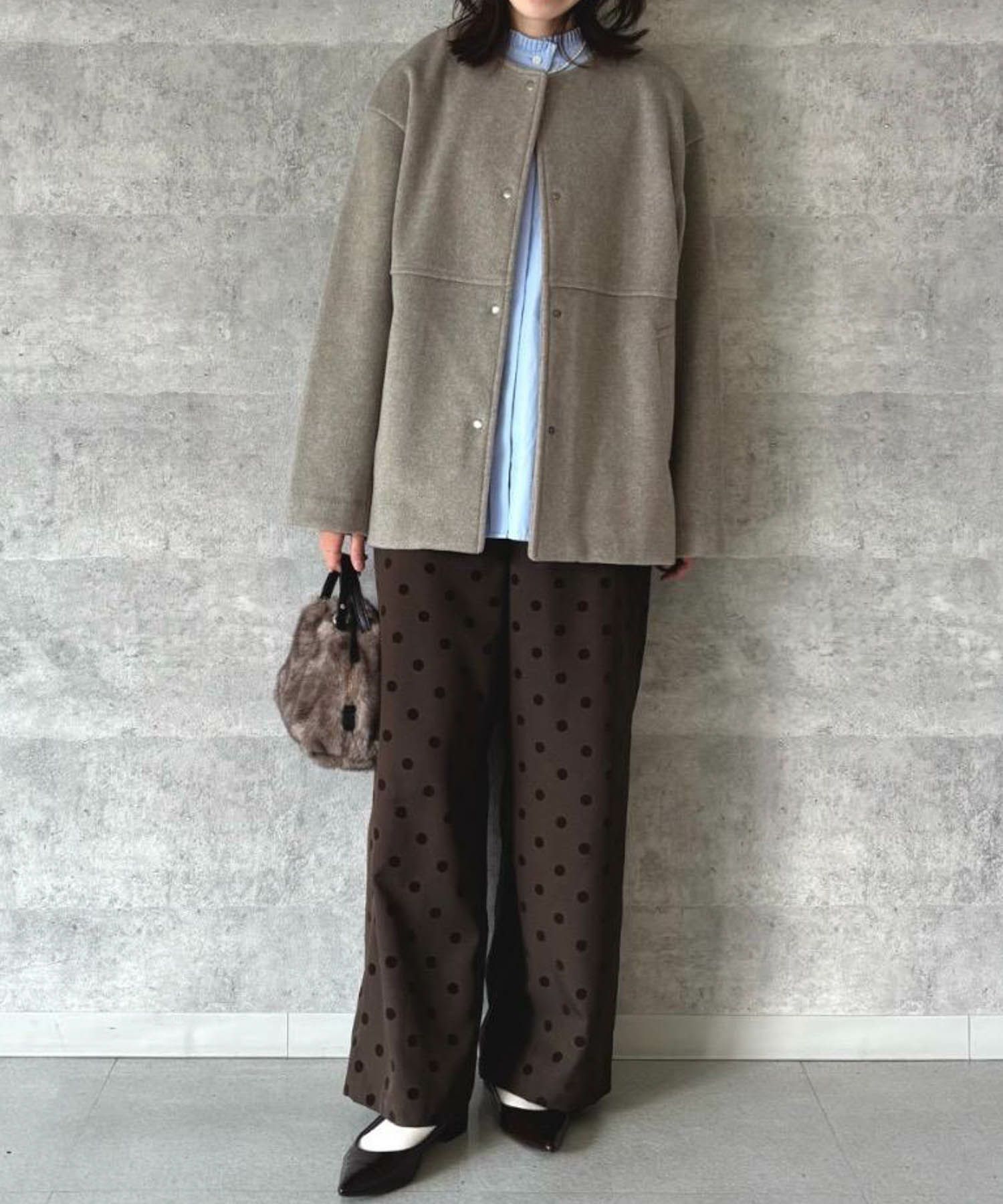 le.coeur blanc  ニットビーバーノーカラーミドルコート レディース商品サムネイル-6