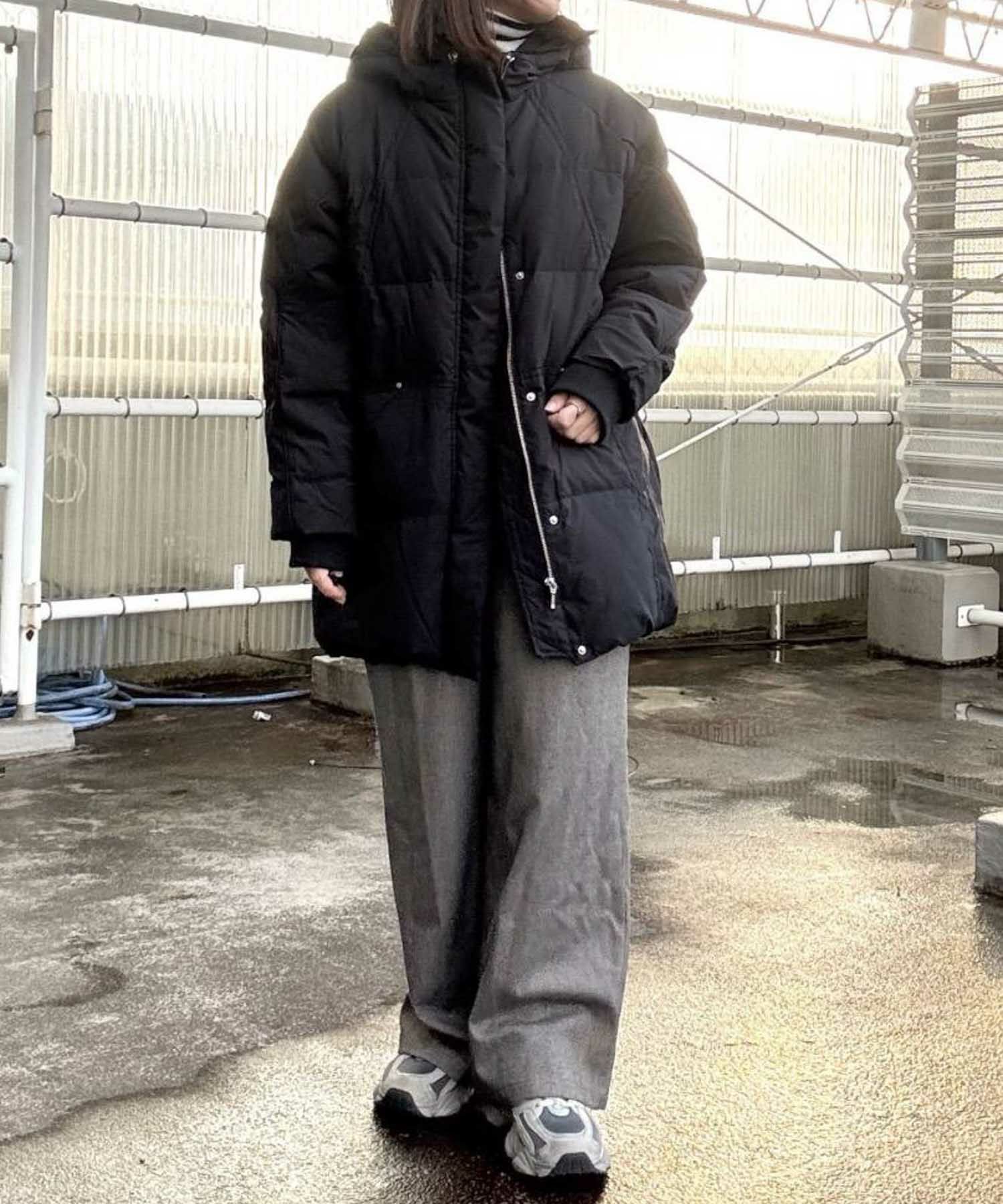 le.coeur blanc ストレッチフードミドルダウン レディース