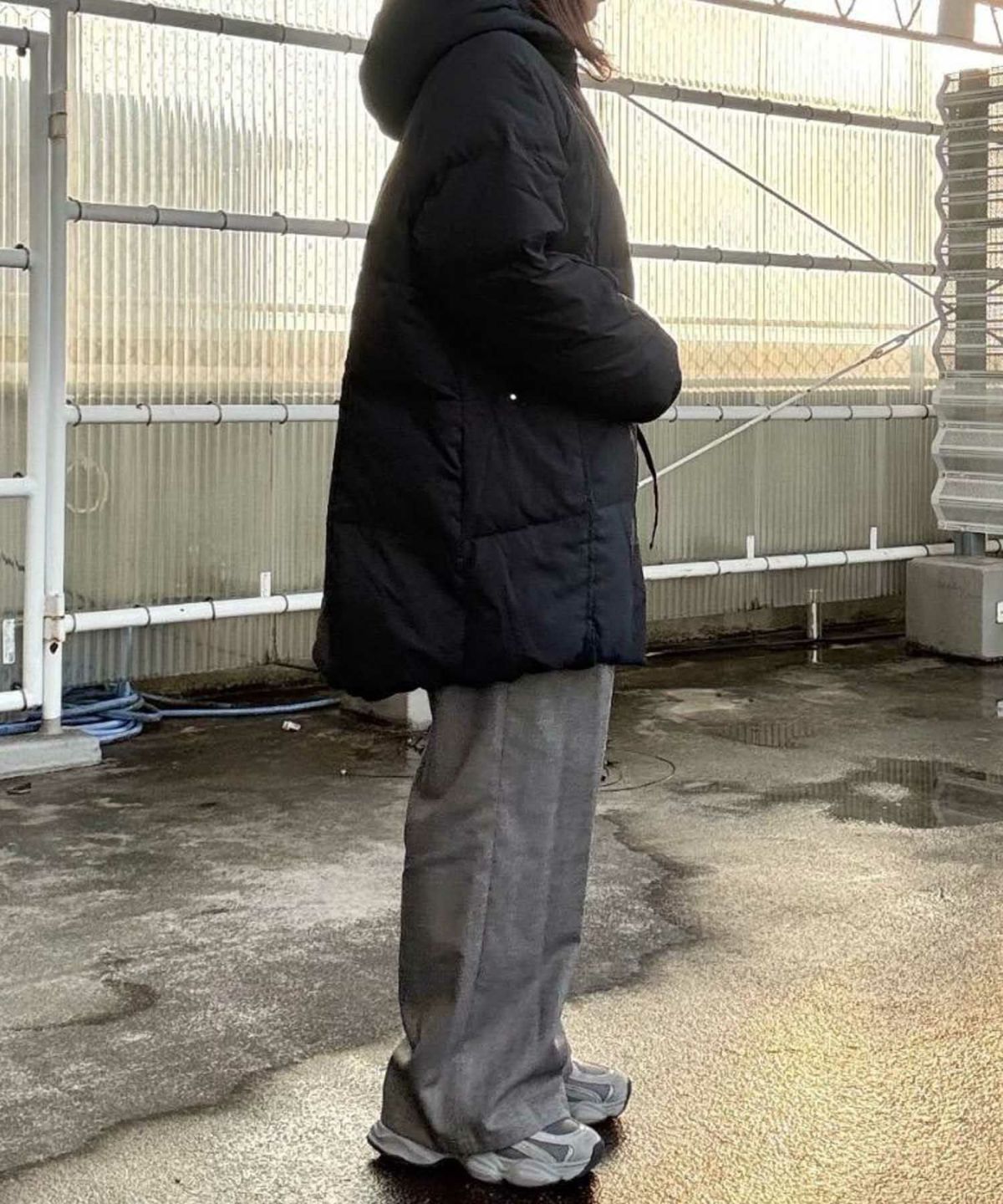 le.coeur blanc ストレッチフードミドルダウン レディース