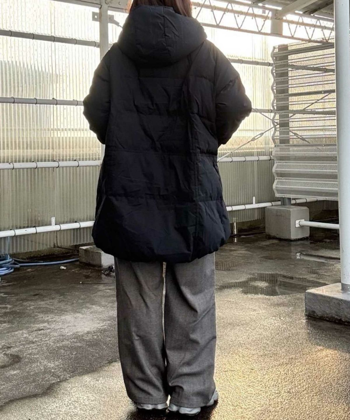 le.coeur blanc ストレッチフードミドルダウン レディース