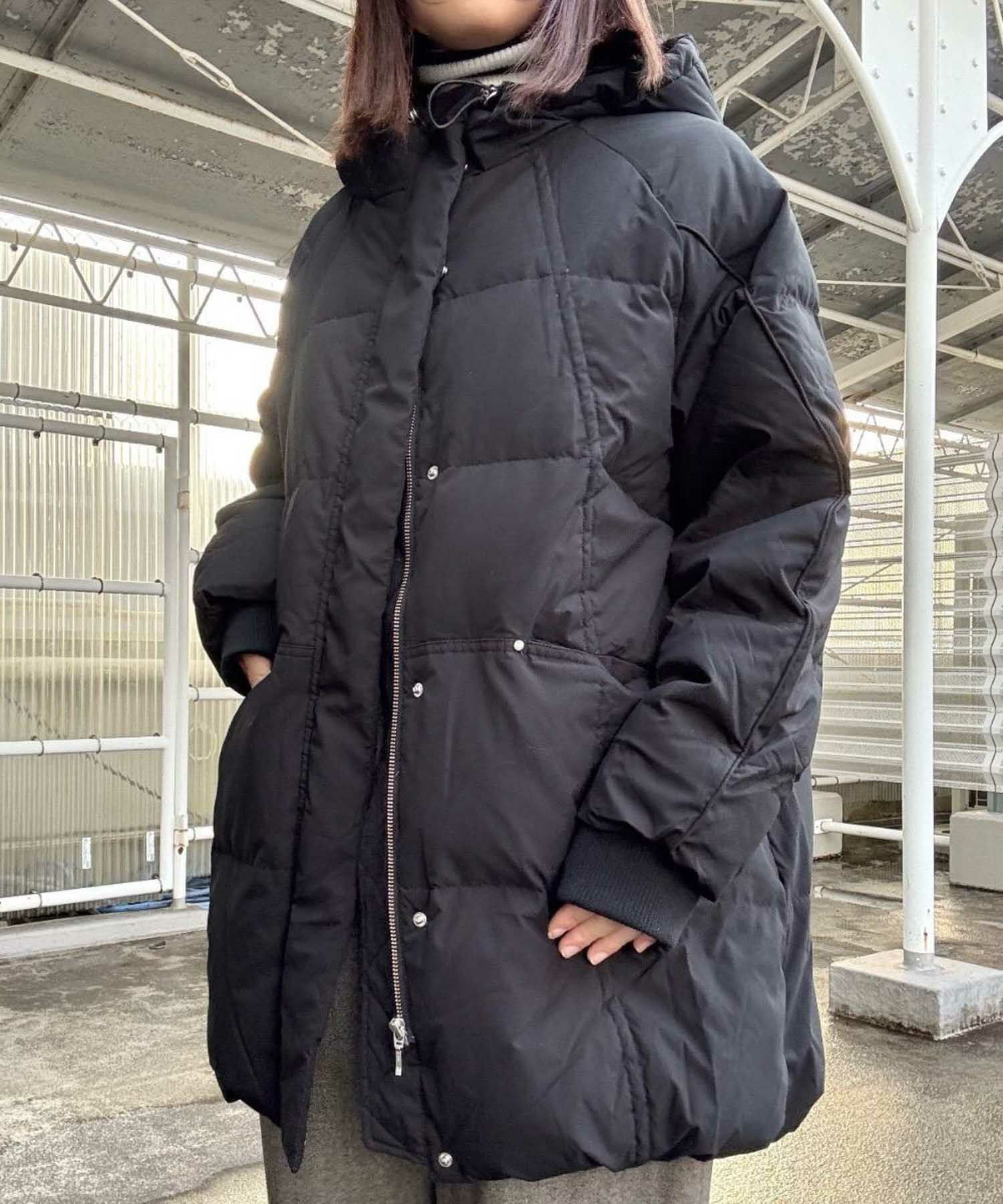 le.coeur blanc ストレッチフードミドルダウン レディース