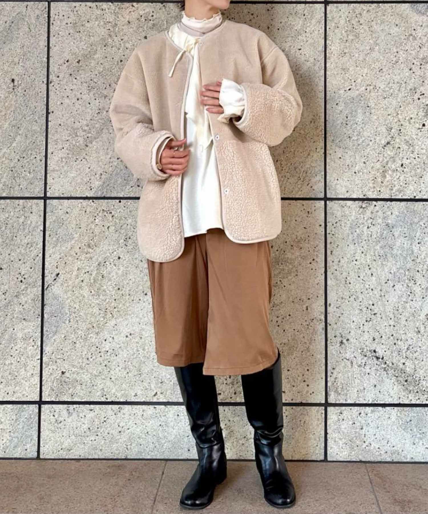 le.coeur blanc リバーシブルフェイクムートンコート レディース