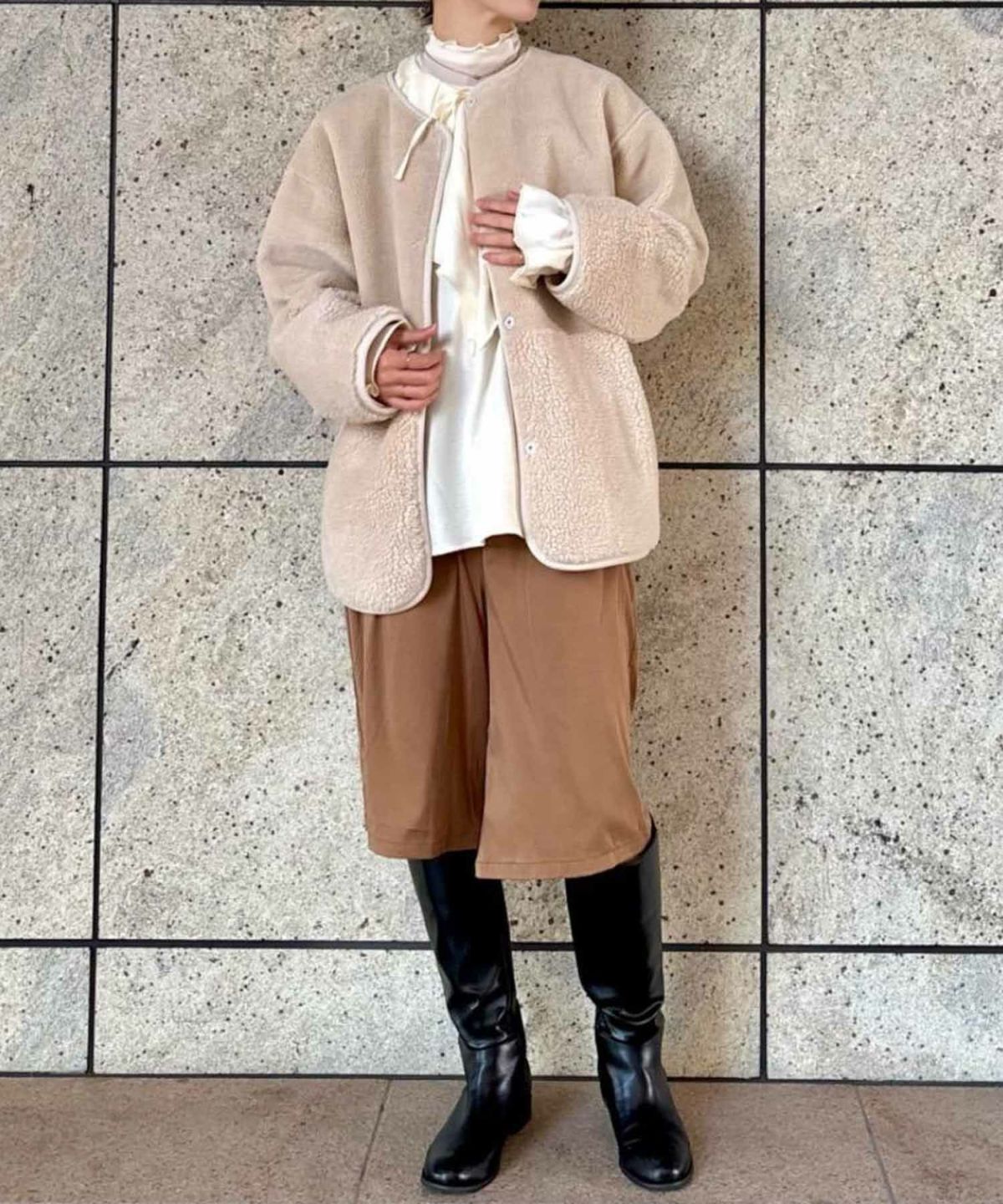 le.coeur blanc リバーシブルフェイクムートンコート レディース