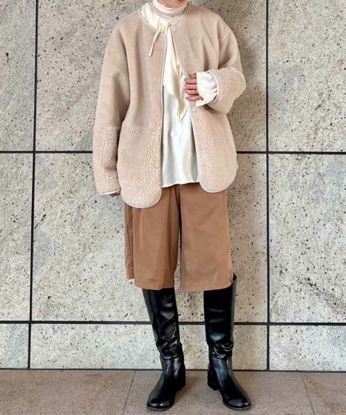 le.coeur blanc リバーシブルフェイクムートンコート レディース