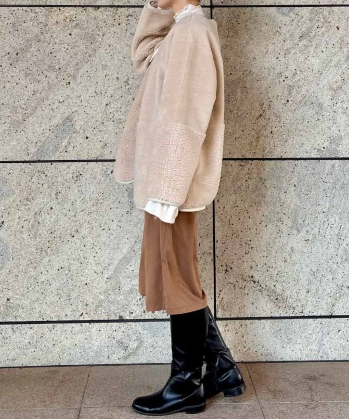 le.coeur blanc リバーシブルフェイクムートンコート レディース