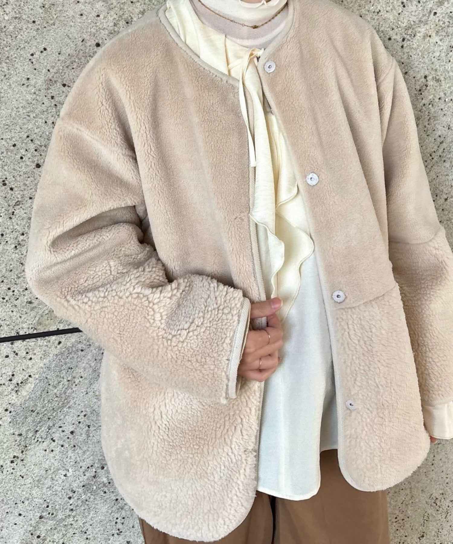 le.coeur blanc リバーシブルフェイクムートンコート レディース商品サムネイル-6