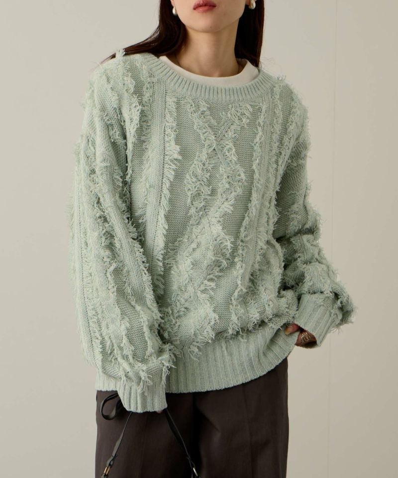 NAVY  フリンジニットプルオーバー レディース商品画像-1