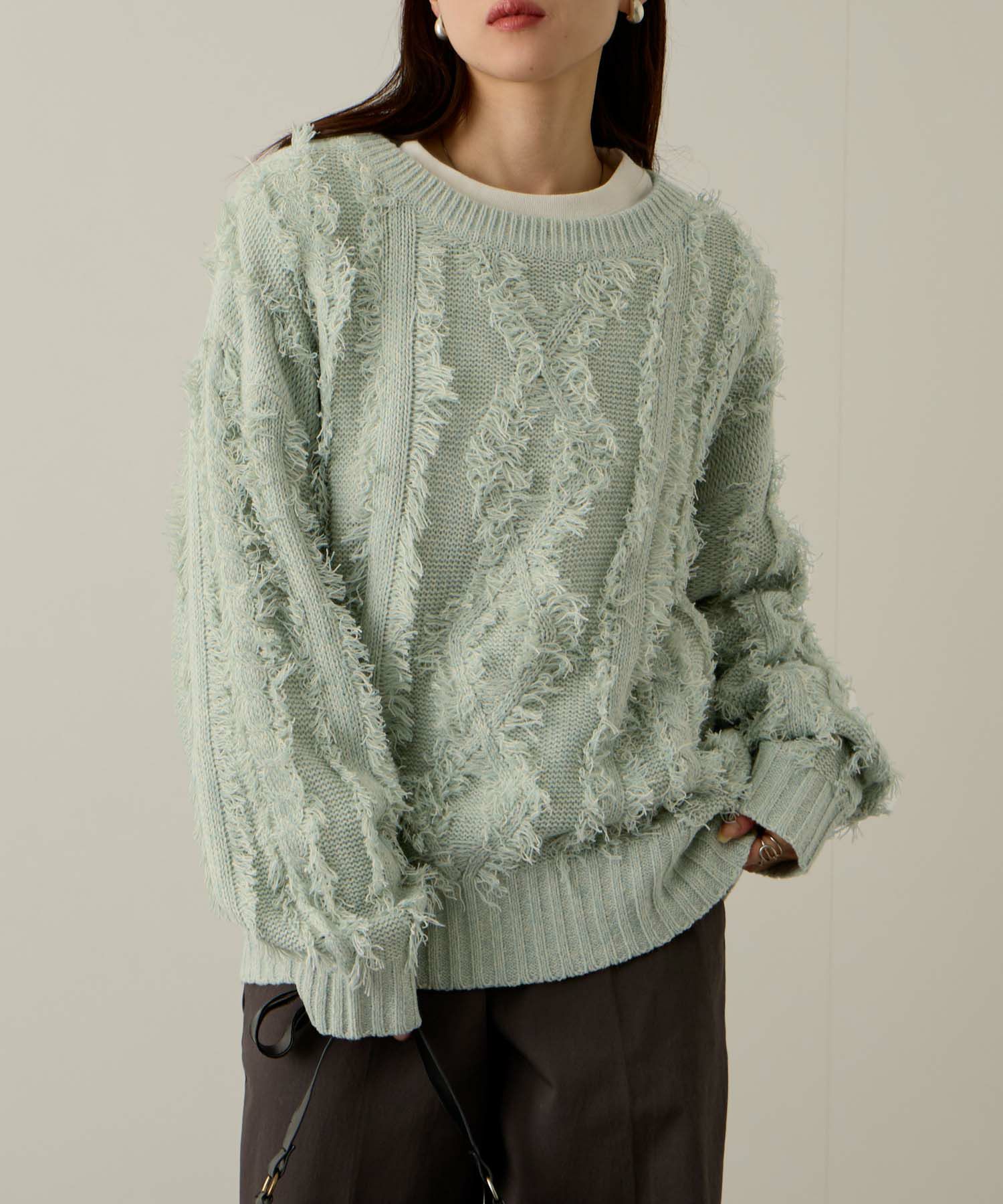 NAVY フリンジニットプルオーバー レディース