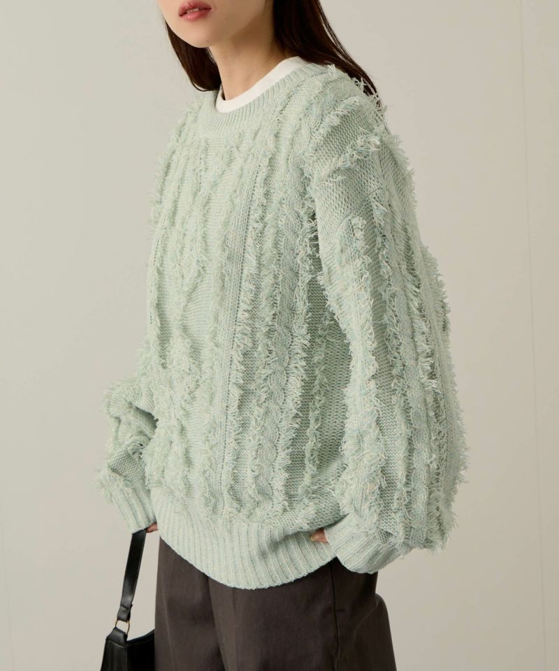 NAVY  フリンジニットプルオーバー レディース商品画像-4