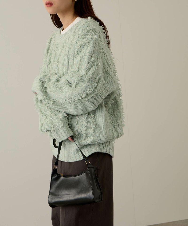 NAVY  フリンジニットプルオーバー レディース商品画像-5