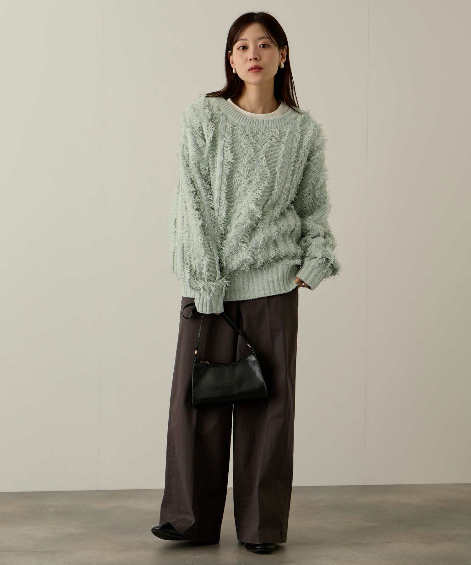 NAVY フリンジニットプルオーバー レディース