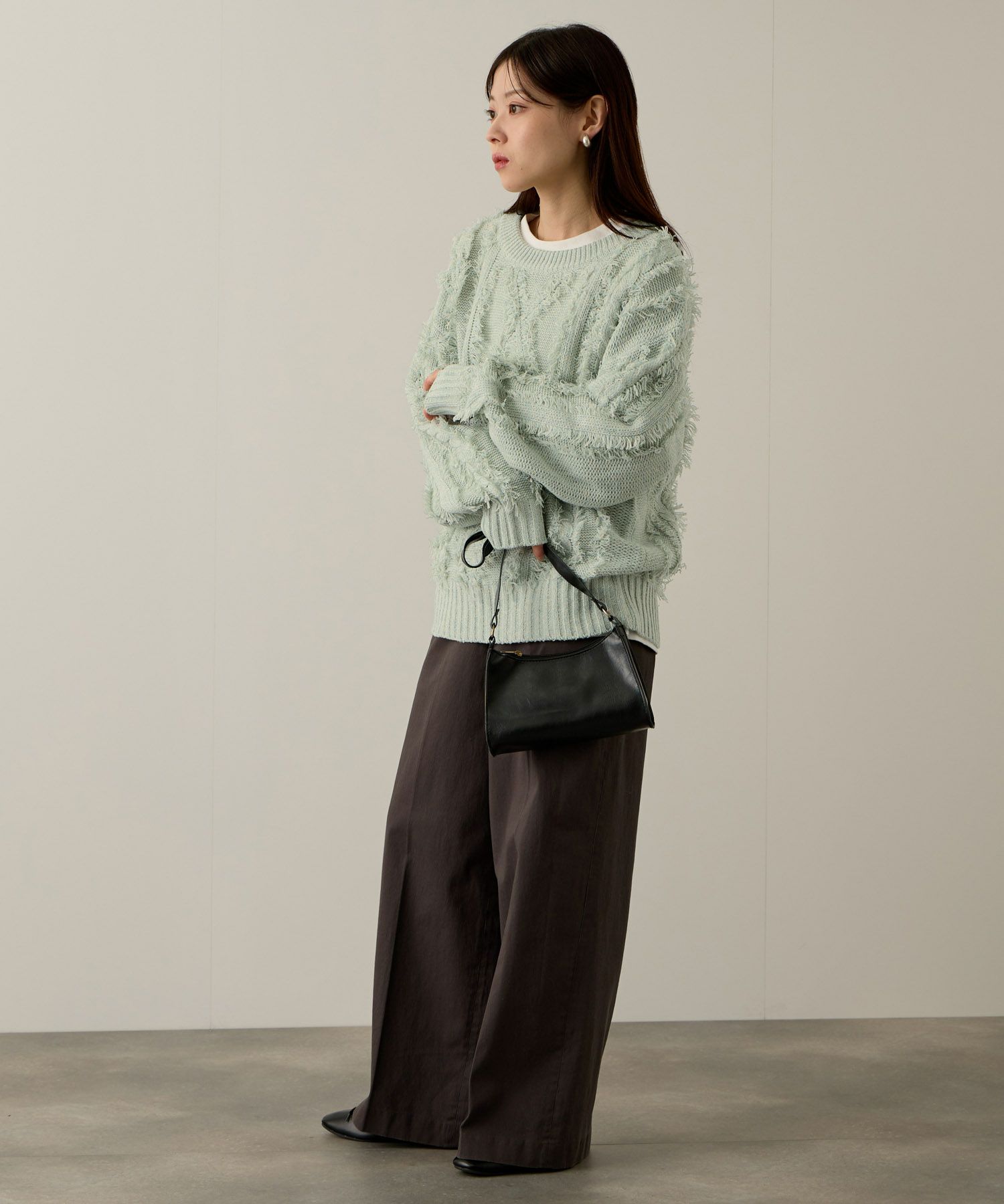 NAVY フリンジニットプルオーバー レディース