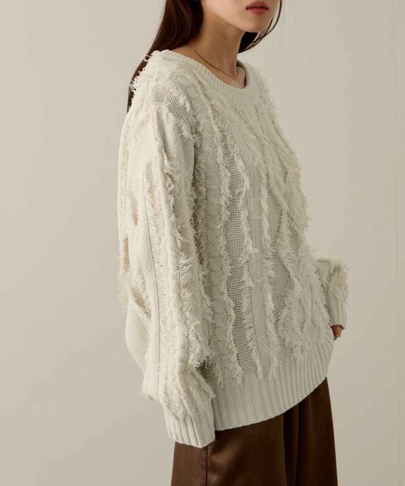 NAVY  フリンジニットプルオーバー レディース商品画像-9