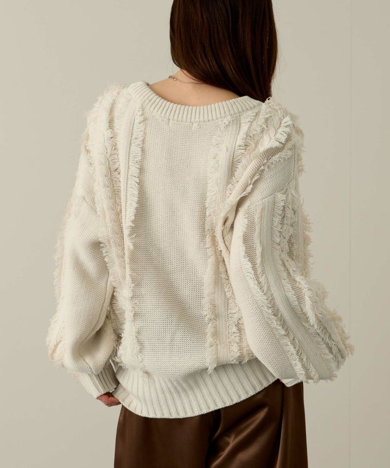 NAVY  フリンジニットプルオーバー レディース商品画像-10