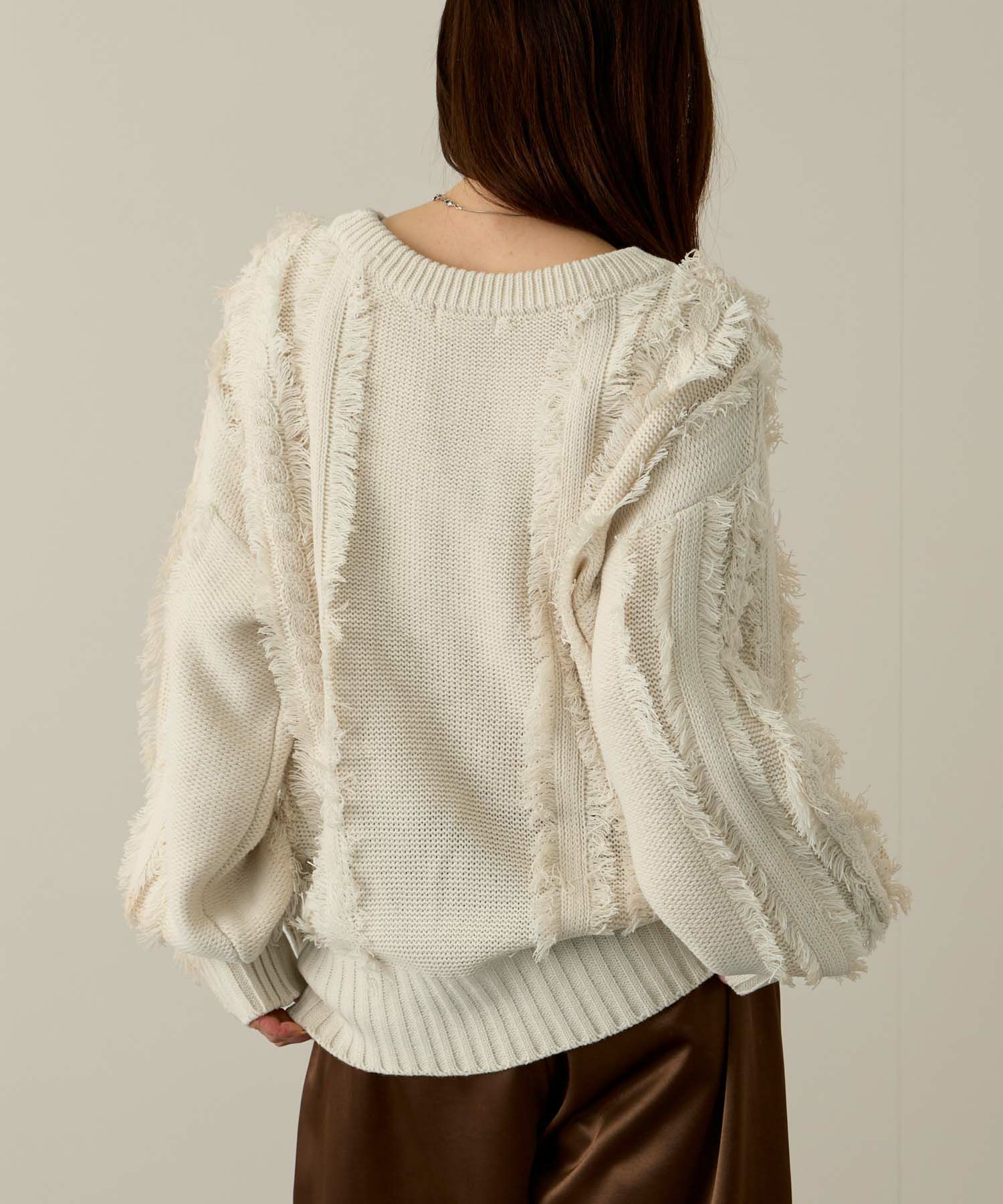 NAVY フリンジニットプルオーバー レディース