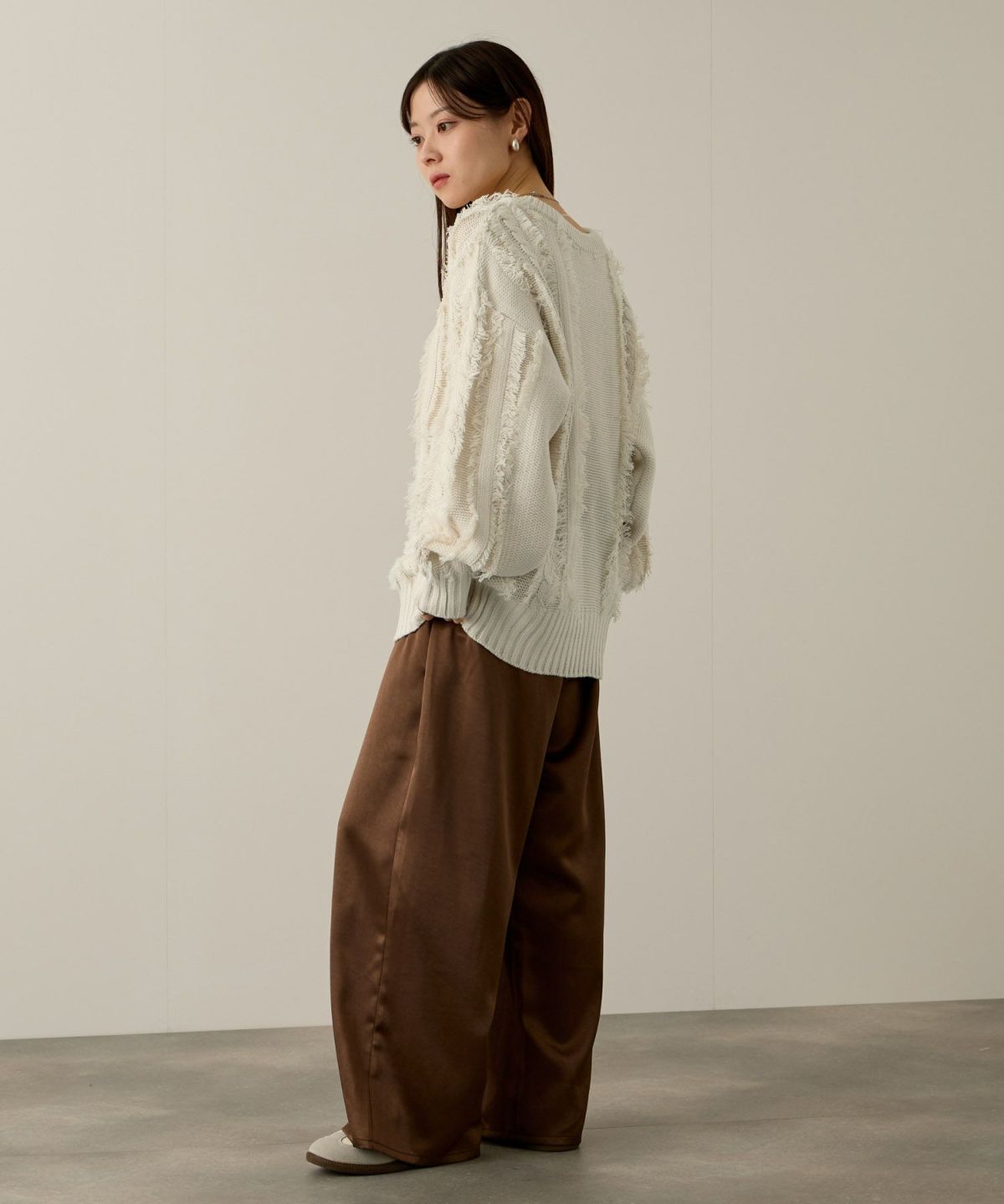 NAVY フリンジニットプルオーバー レディース