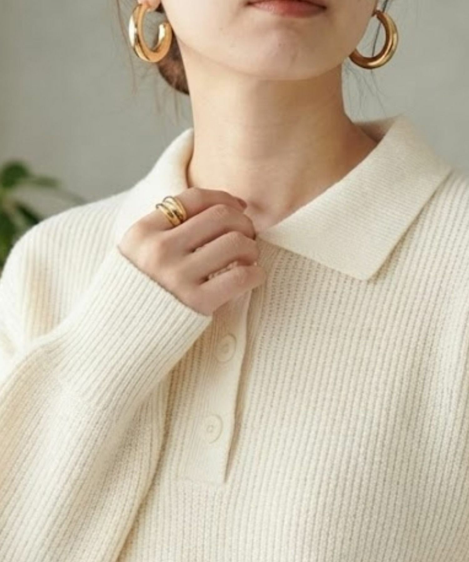 NAVY  襟付きポロニットプルオーバー レディース商品サムネイル-4