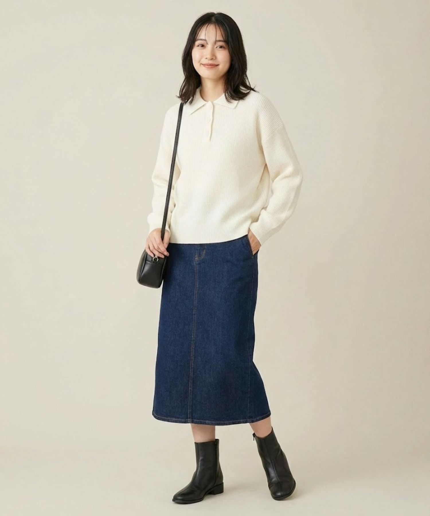 NAVY  襟付きポロニットプルオーバー レディース商品サムネイル-6