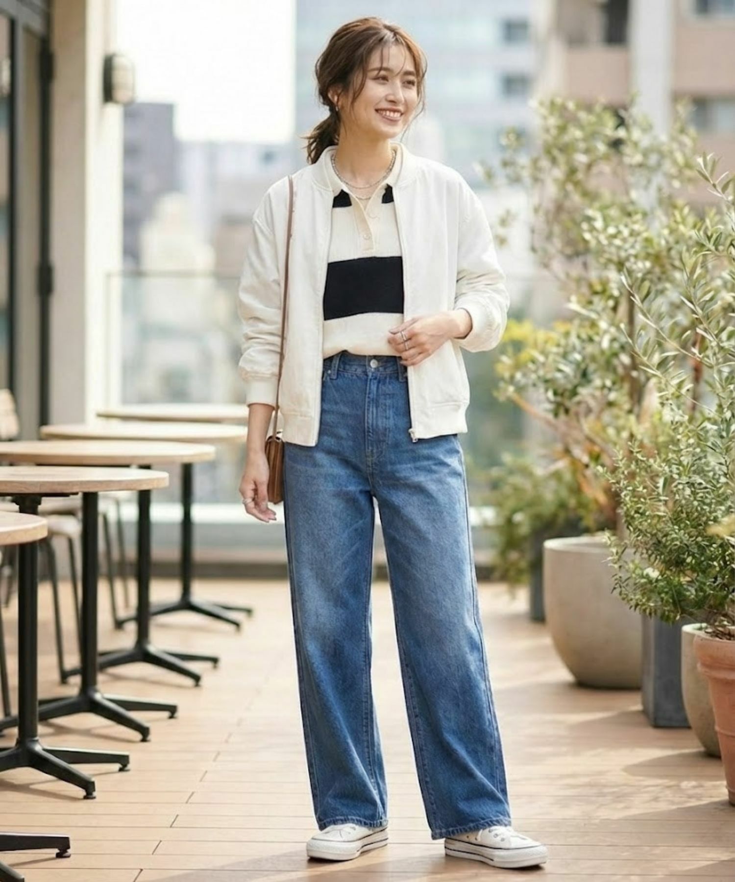 NAVY 襟付きポロニットプルオーバー レディース