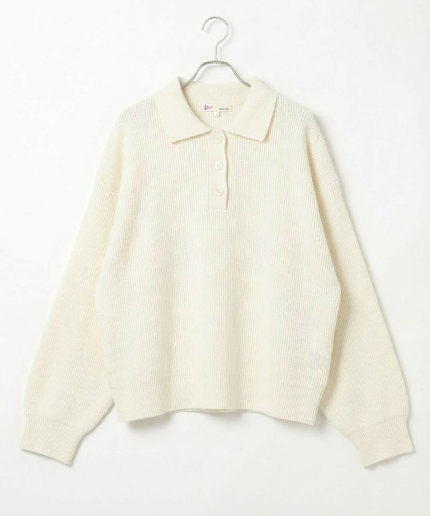 NAVY 襟付きポロニットプルオーバー レディース