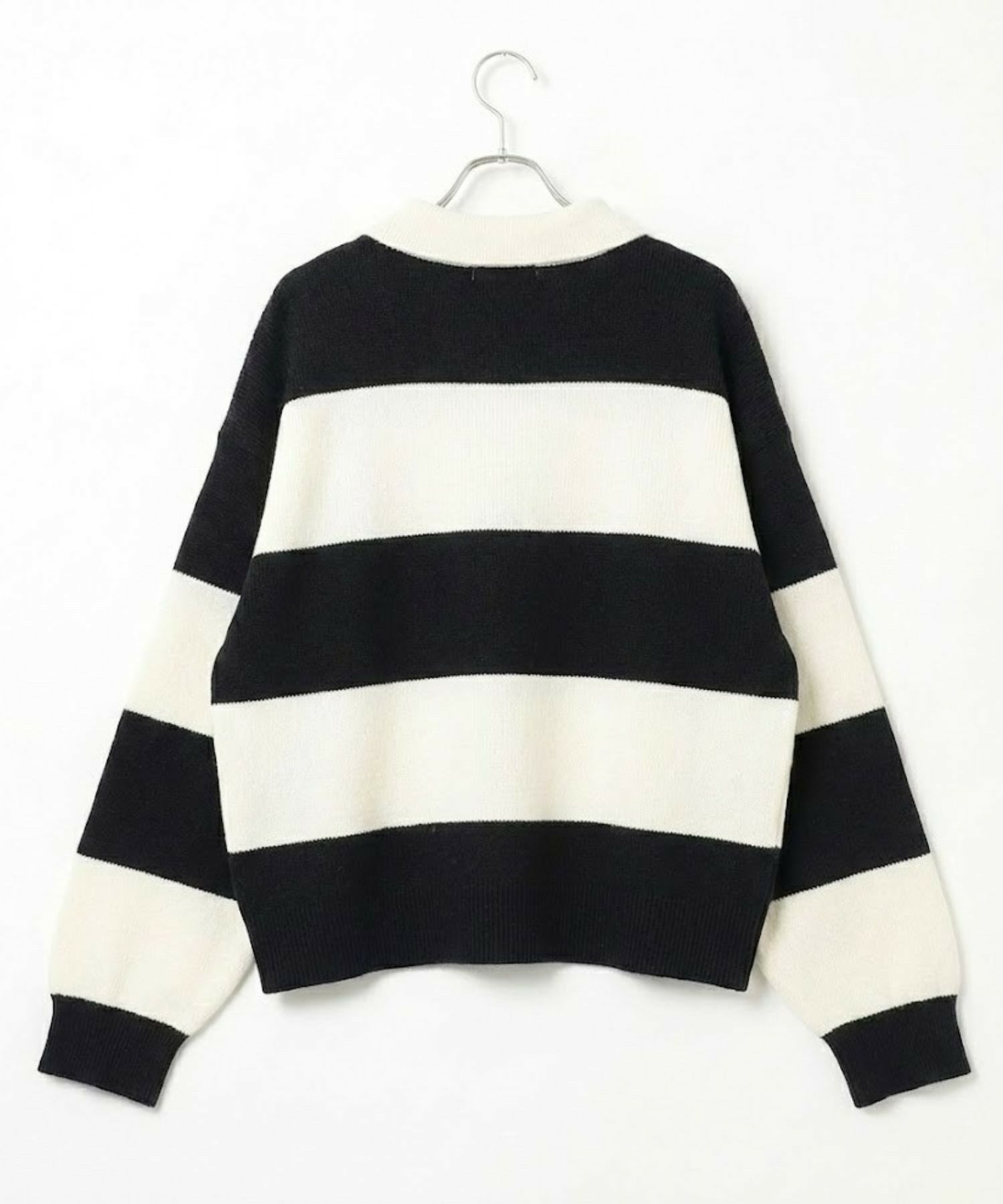 NAVY 襟付きポロニットプルオーバー レディース