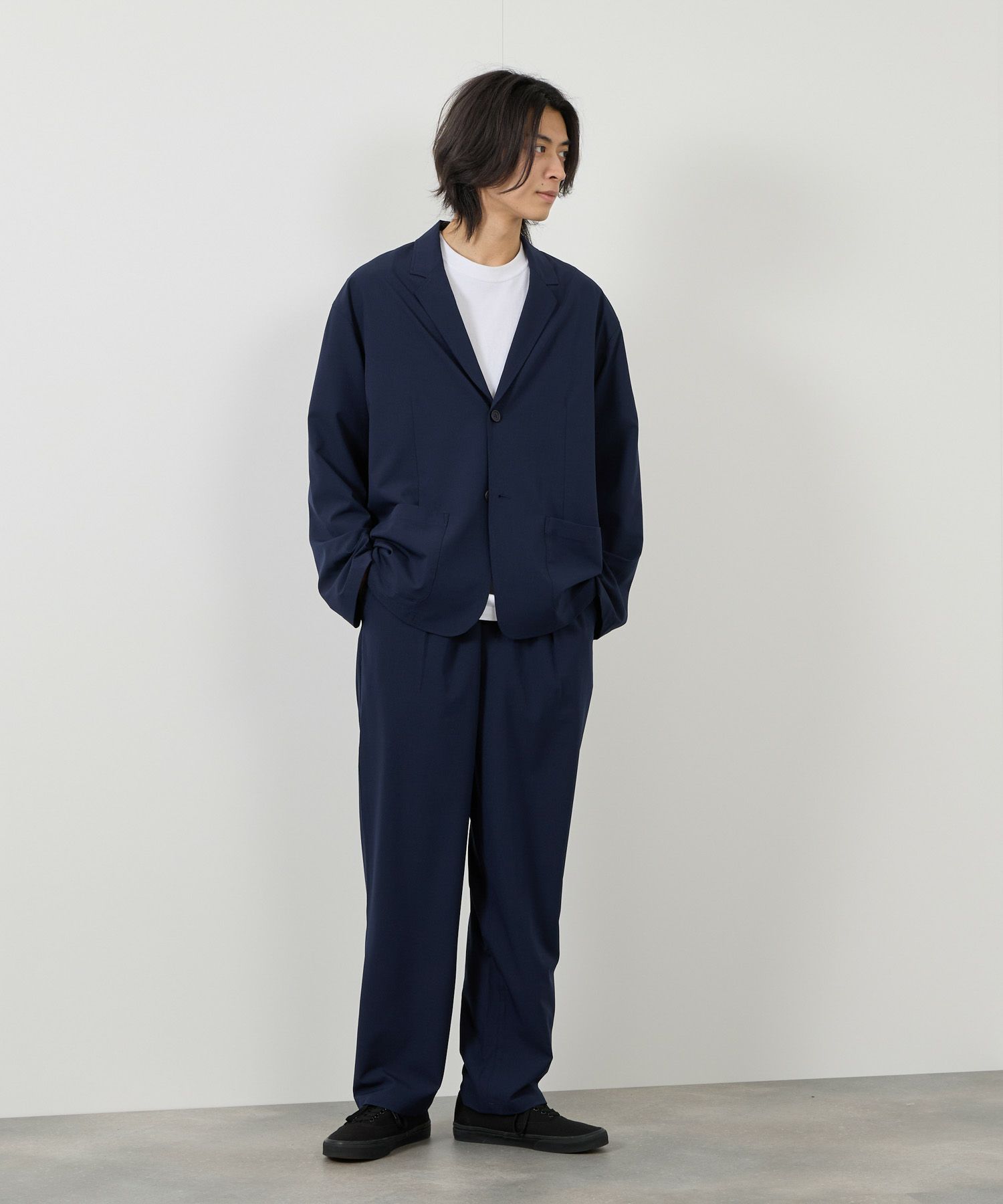 URBAN COLLECTION ポリリップストップ テーラードジャケット＆イージーパンツ セットアップ メンズ