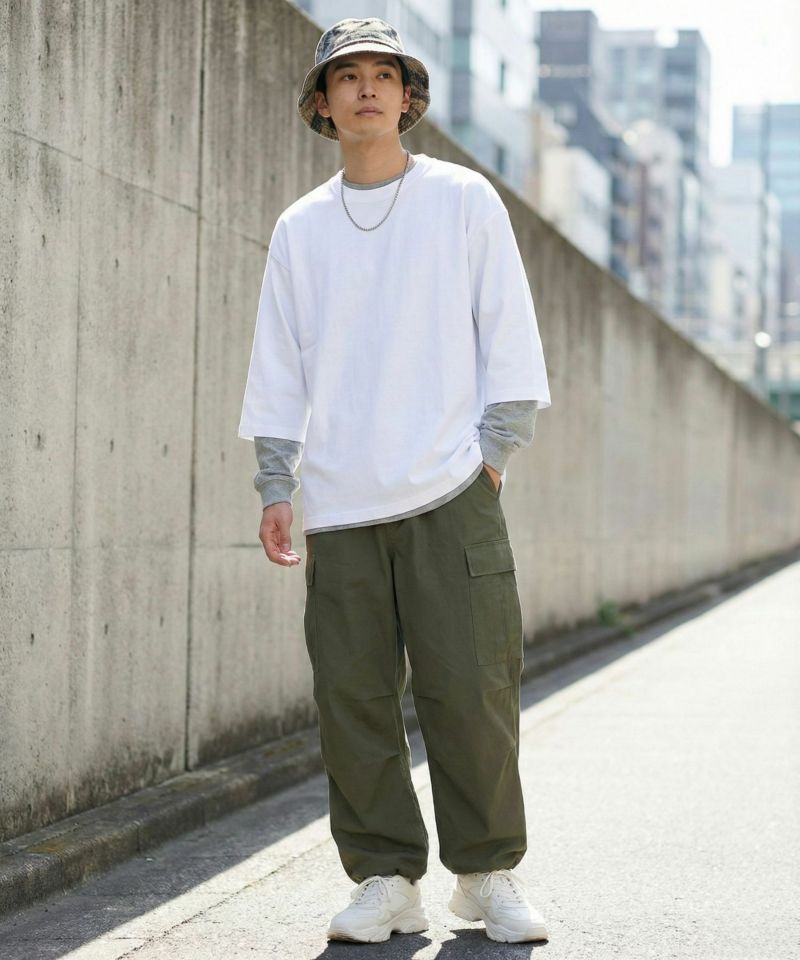 NAVY  BCIコットン リラックスフィット 7分袖Tシャツ メンズ商品画像-5