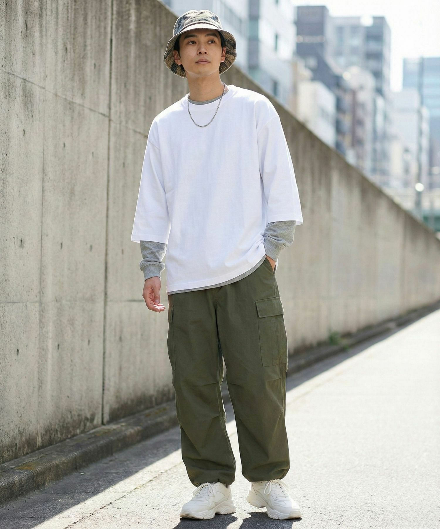 NAVY  BCIコットン リラックスフィット 7分袖Tシャツ メンズ商品サムネイル-5