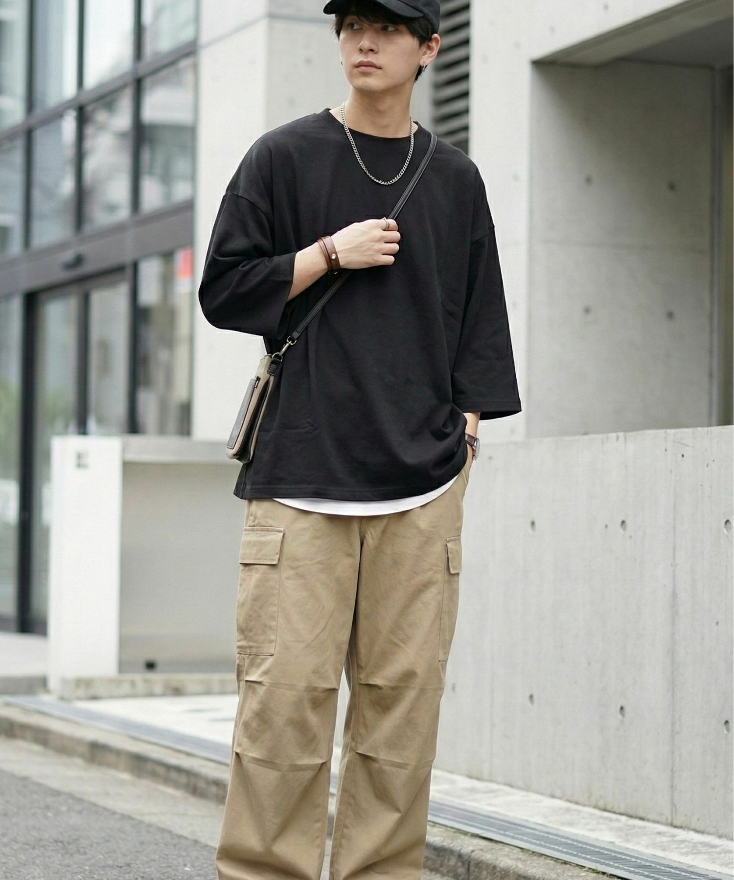 NAVY  BCIコットン リラックスフィット 7分袖Tシャツ メンズ商品サムネイル-7