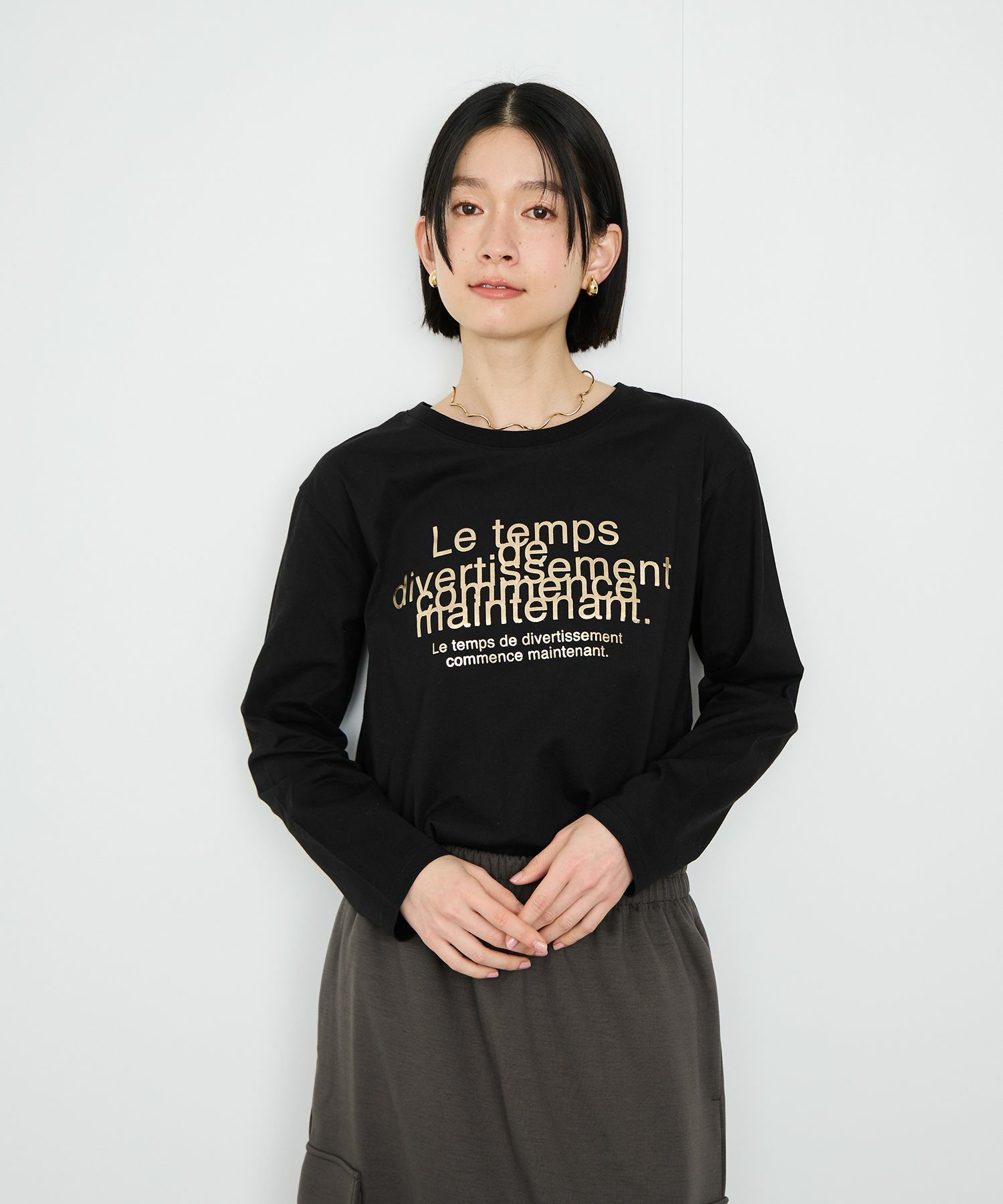 Idnes  Le temps 箔プリントロンT レディース メール便 対応商品商品サムネイル-1