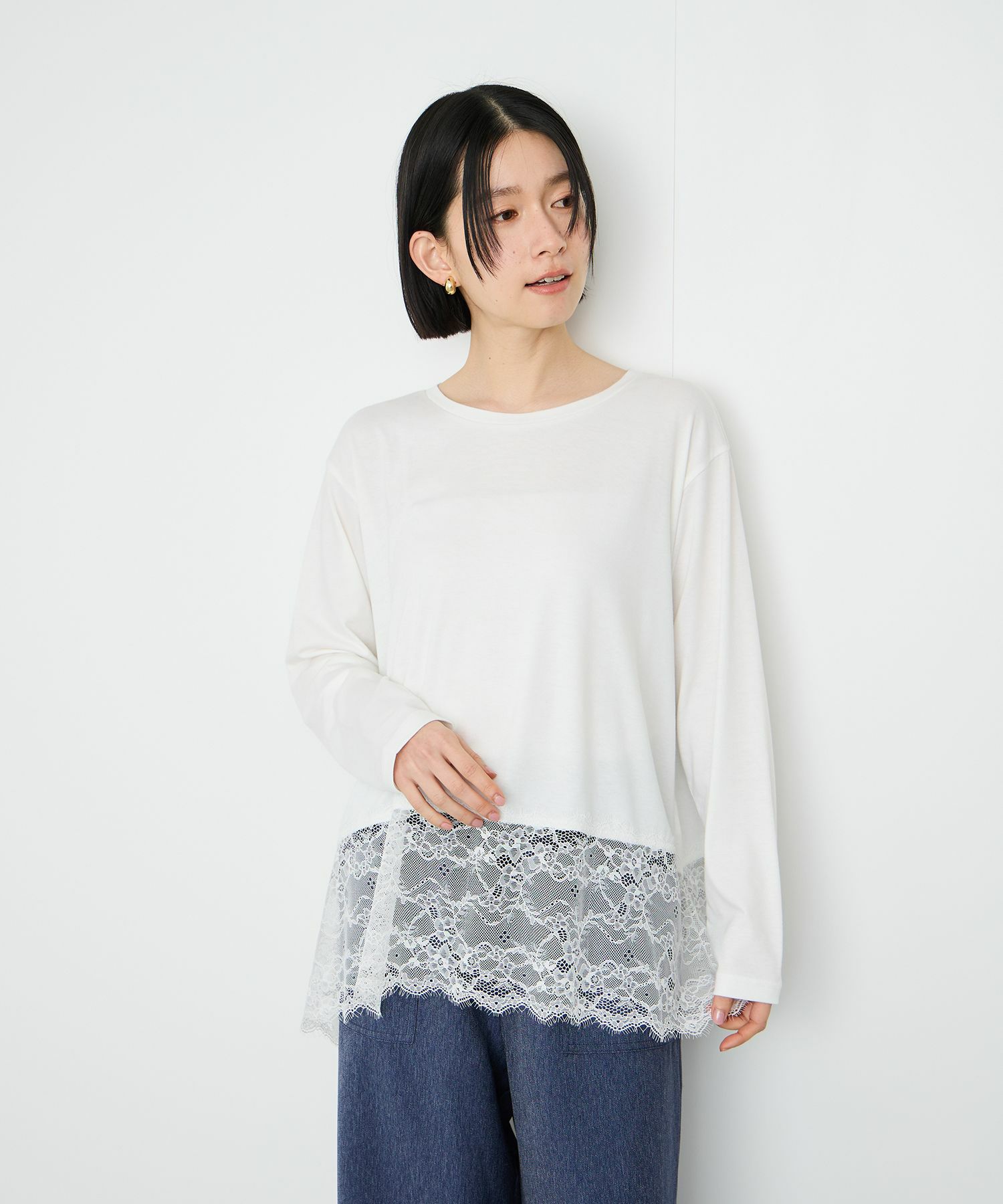 Idnes レースコンビカットソー レディース メール便 対応商品