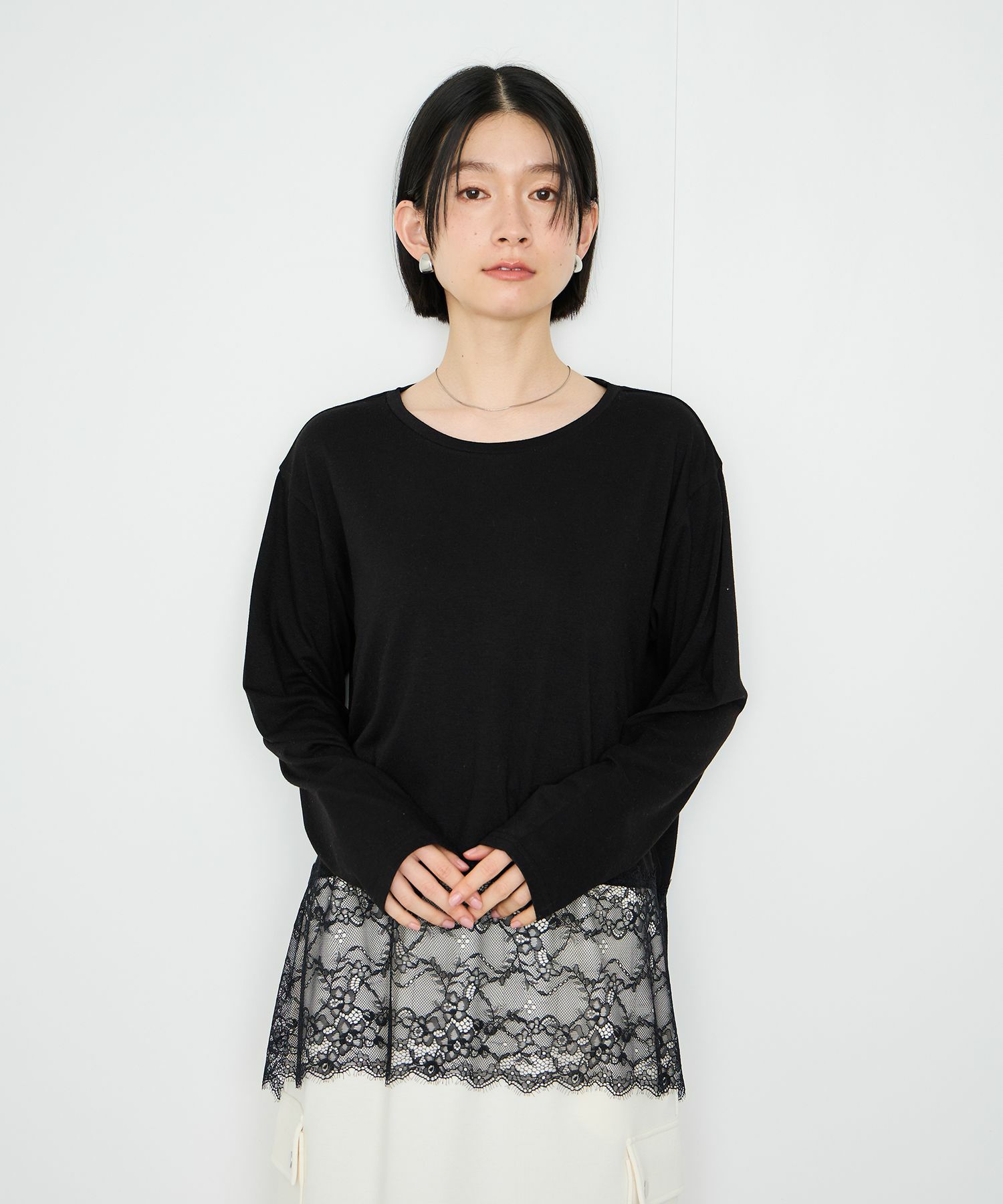 Idnes レースコンビカットソー レディース メール便 対応商品